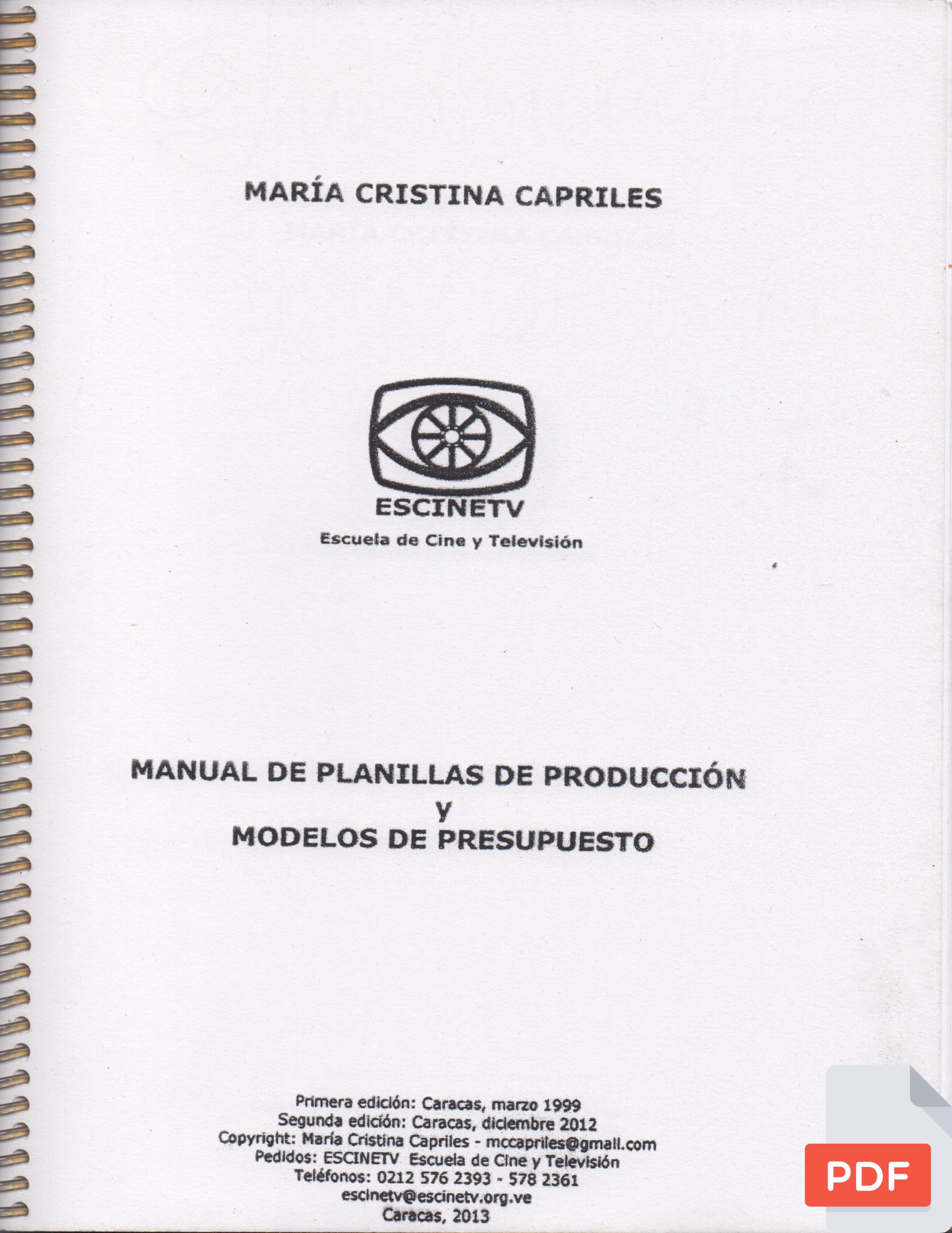 Manual de Planillas de Producción y Modelos de Presupuesto. Digital